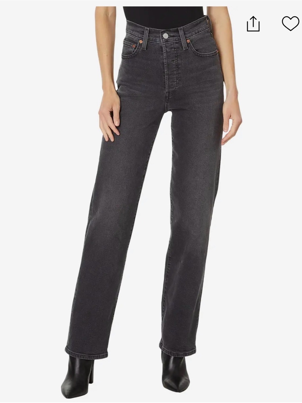 Levi's Ribcage Straight Leg Jeans in Washed Black